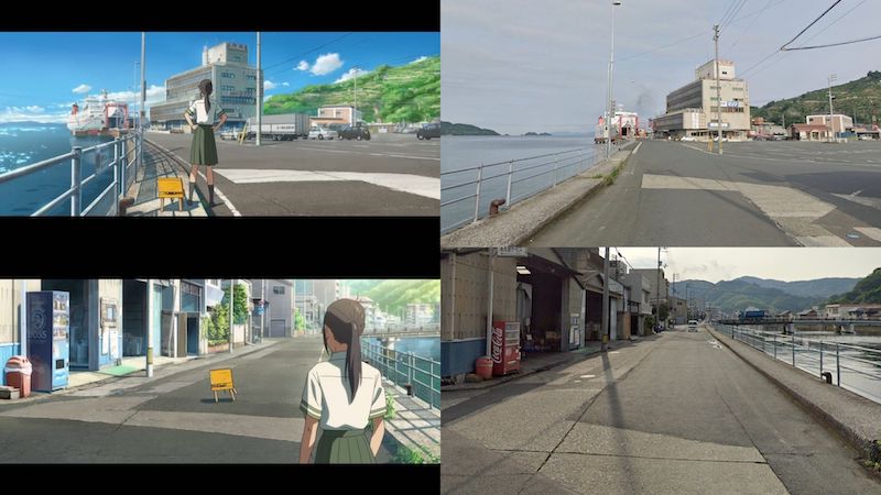 「すずめの戸締まり」愛媛の聖地｜八幡浜港の比較,アニメと実際